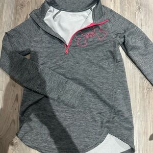 Under Armour Heather Gray Pullover with Pink Trim